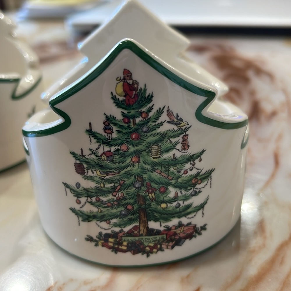 Spode . Christmas tree collection candle holders set . Used once. - Picture 2 of 6